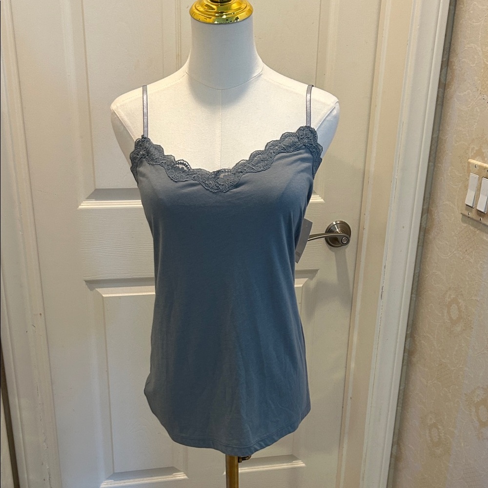 NWT Ann Taylor LOFT Slate Blue Lace Camisole Women’s Top in Size Medium
